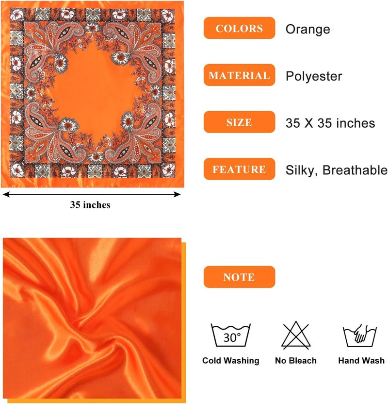 VBAEI 35” Large Square Satin Head Scarf - 1Pcs Satin Hair Scarf Silk Bandana Head Wraps For Women - Image 3